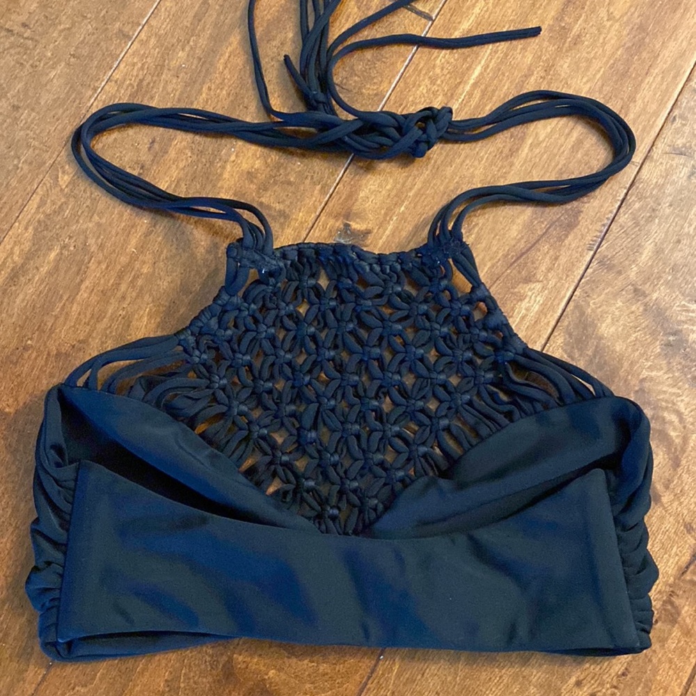 Mikoh Black Lanikai Woven Bikini Top Sz Small - Picture 3 of 4